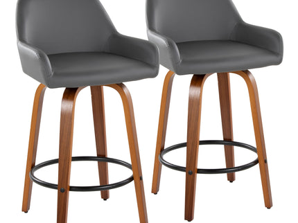 Daniella - Contemporary Fixed Height Counter Stool With Swivel With Round Footrest (Set of 2)