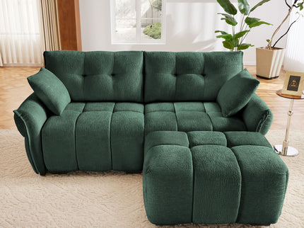 Sofa Set With Ottoman And Pillows, Textured, High Resilience Cushions
