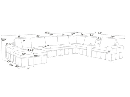 Modular Sectional With Large Square Arms, Custom Configuration