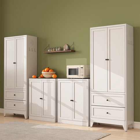 Pantry Cabinet With Adjustable Shelves Freestanding Kitchen Storage Organizer - White