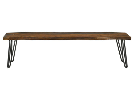 Neve - Sheesham Live Edge Dining Bench With Hairpin Legs - Gray
