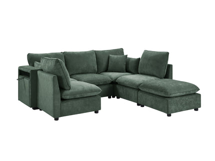 Modern Sectional Sofa U-Shaped With Movable Ottoman Storage Armrests And USB Ports