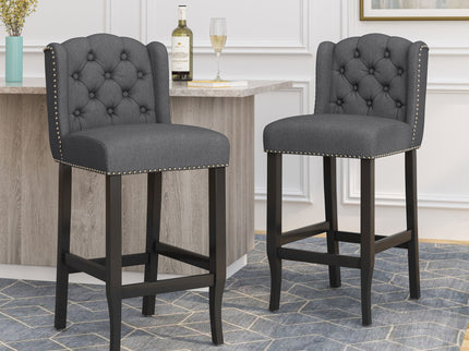 Vienna - Contemporary Fabric Tufted Wingback Counter Stools (Set of 2)