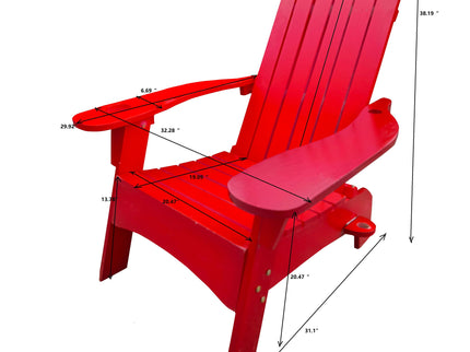 Outdoor Or Indoor Wood Adirondack Chair With An Hole To Hold Umbrella, On The Arm