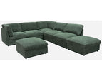 Dark Green / 2 Pc. L-Shape Sectional Sofa, Ottoman