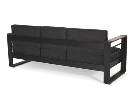 Giovanna - 3 Seater Sofa With Aluminum Frame And Water Repellence Cushions - Black