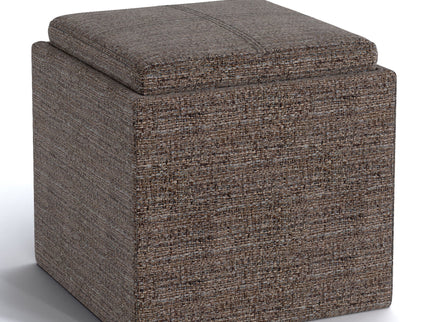 Rockwood - Upholstered Cube Storage Ottoman With Tray