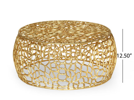 Modern Glam Mesh Coffee Table With Accents And - Gold