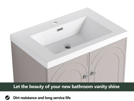 Contemporary Freestanding Bathroom Vanity With Resin Sink & Soft-Close Cabinet Doors