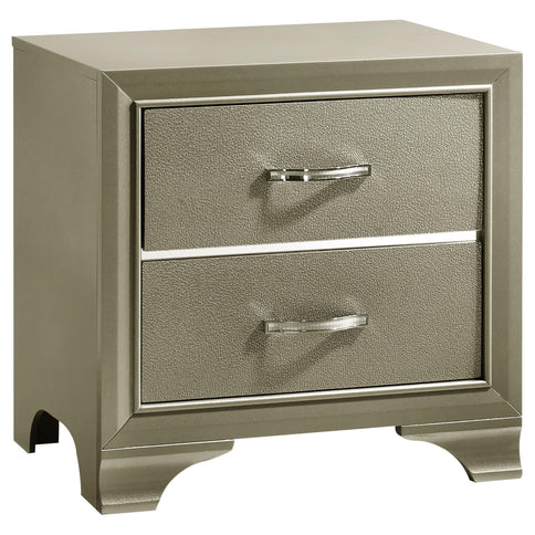 Nightstand With 2 Drawers Bedroom Storage With Accents - Champagne