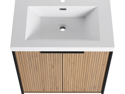 Modern Freestanding Bathroom Vanity With Resin Sink & Soft Close Cabinet Doors