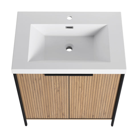 Modern Freestanding Bathroom Vanity With Resin Sink & Soft Close Cabinet Doors