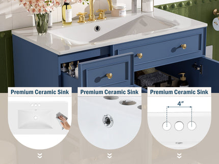 Bathroom Vanity With Sink, Soft Close Doors, Adjustable Shelves