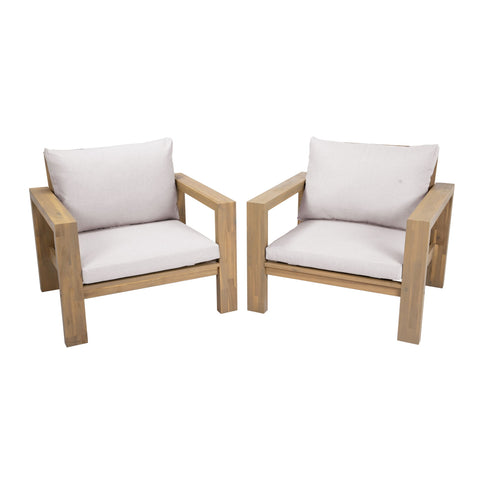 Stylish Outdoor Chair Set With Cushions For Garden (Set of 2)