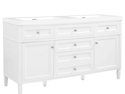 Bathroom Vanity With Double Sink, 3 Drawers, 2 Doors, Adjustable Shelves, Freestanding - White