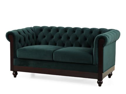 Chesterfield Loveseat Sofa, 2 Person Rolled Arm Upholstered Couch