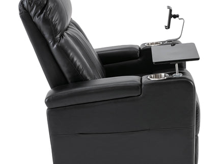 Premium Power Recliner & Storage Arms, Cupholders, Swivel Tray Table And Cell Phone Stand - Black