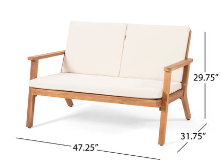 Serenit - 2 Piece Patio Set With Cushions, Loveseat And Coffee Table - Beige / Brown