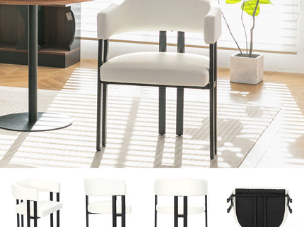 Modern Dining Upholstered Barrel Chair With Curved Back And Armrests