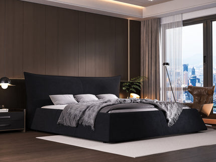 Upholstered Platform Bed With Special Shaped Headboard