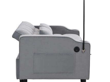 Modern Loveseat With Pullout Bed, Adjustable Reclining Backrest