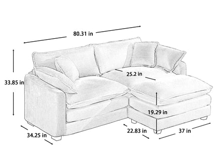 Modular Oversized Cushion Sofa With Ottoman, Low Back, Deep Seating Sofa Set