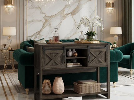 Farmhouse Entryway Table With Sliding Barn Door