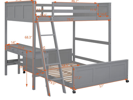 Full Over Full Bunk Bed With Desk