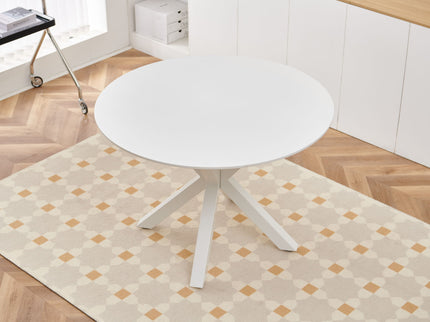 Table Mid-Century Dining Table For 4 - 6 People With Round Table Top, Pedestal Dining Table, End Table Leisure Coffee Table, Cross Leg
