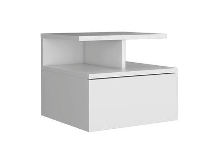Flopini - Floating Nightstand With 1 Drawer, Compact Size - White