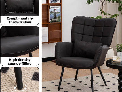 Modern Accent Arm Chair High Back With Metal Legs And Soft Padded