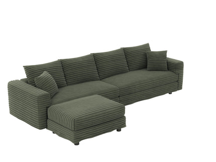 Convertible Deep Seat Sofa With Soft Pillows And Ottomans
