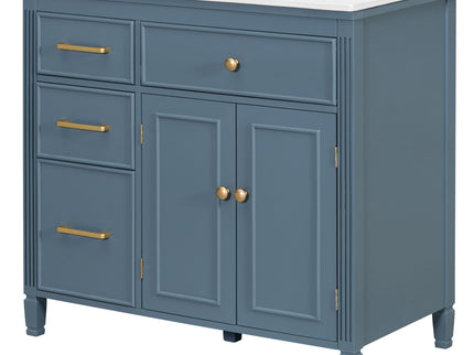 Bathroom Vanity With Sink, 1 Tip Out Drawer, 3 Side Drawers, Adjustable Shelf