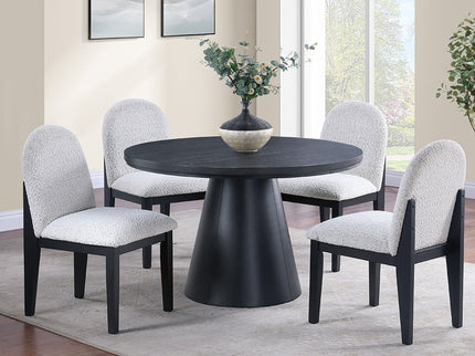 Round Dining Table With Cone Shaped Base - Black