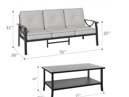 Patio Furniture Set & Coffee Table And Cushions For Backyard