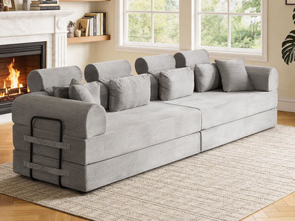 Modern L-Shape Modular Sectional Sofa, Compressed Design