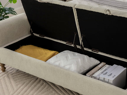 Napped Storage Bench With Rolled Armrest - Griege