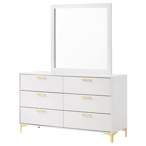 James - 6 Drawer Dresser With Mirror - White