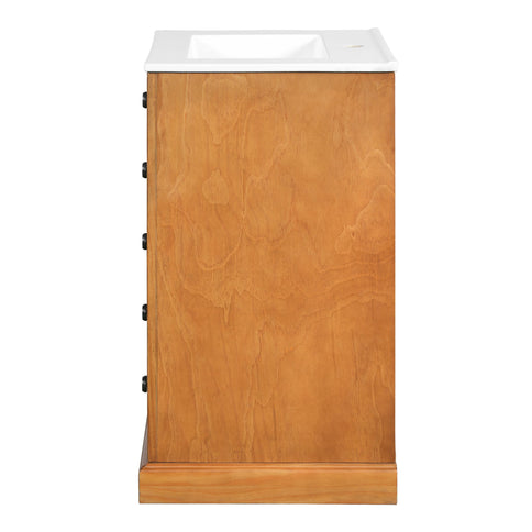 Bathroom Vanity With Integrated Sink, Soft-Closing Door - Natural Wood