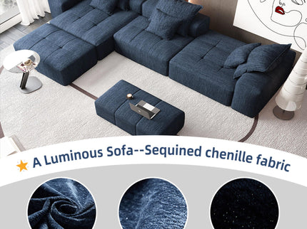 Modern Oversized Diy Combination Modular Sectional Sofa & Pillows