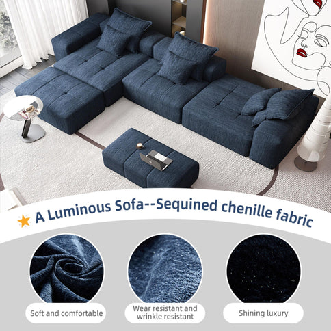 Modern Oversized Diy Combination Modular Sectional Sofa & Pillows
