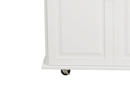 Kitchen Island Cart With 2 Door Cabinet, 3 Drawers, Spice Rack & Towel Rack - White