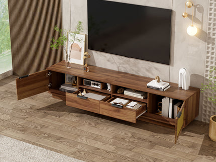 TV Stand With 2 Drawers And Open Shelving - Walnut