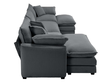 Modular Oversized Cushion Sofa With Ottoman, Low Back, Deep Seating Sofa Set