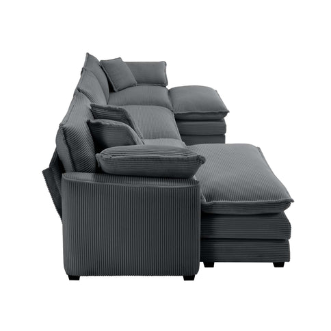 Modular Oversized Cushion Sofa With Ottoman, Low Back, Deep Seating Sofa Set
