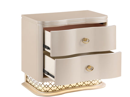 Flora - 2 Drawer Nightstand With LED - Champagne