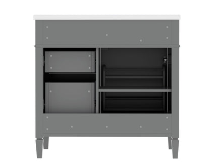 Bathroom Vanity With Top Sink, 2 Drawers, Tip Out Drawer