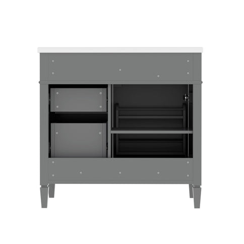 Bathroom Vanity With Top Sink, 2 Drawers, Tip Out Drawer