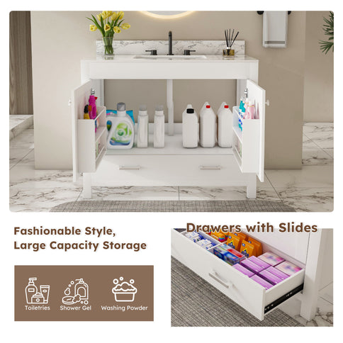 43" Bathroom Vanity Multi Functional Cabinet - White