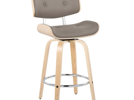 Lombardi - Mid Century Modern Fixed Height Counter Stool With Swivel With Round Footrest (Set of 2)